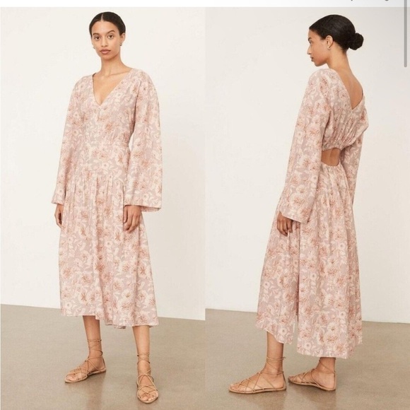 Vince Dahlia Floral Open Back Dress Small - Picture 1 of 7